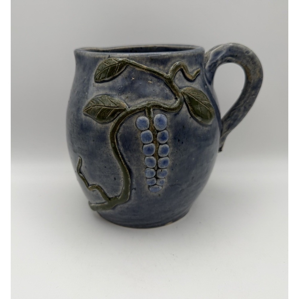 Turkey Mountain Pottery Folk Berry Mini Pitcher‎ Creamer GA Blue 5"